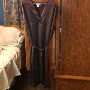 H&M purple silk tie waste dress